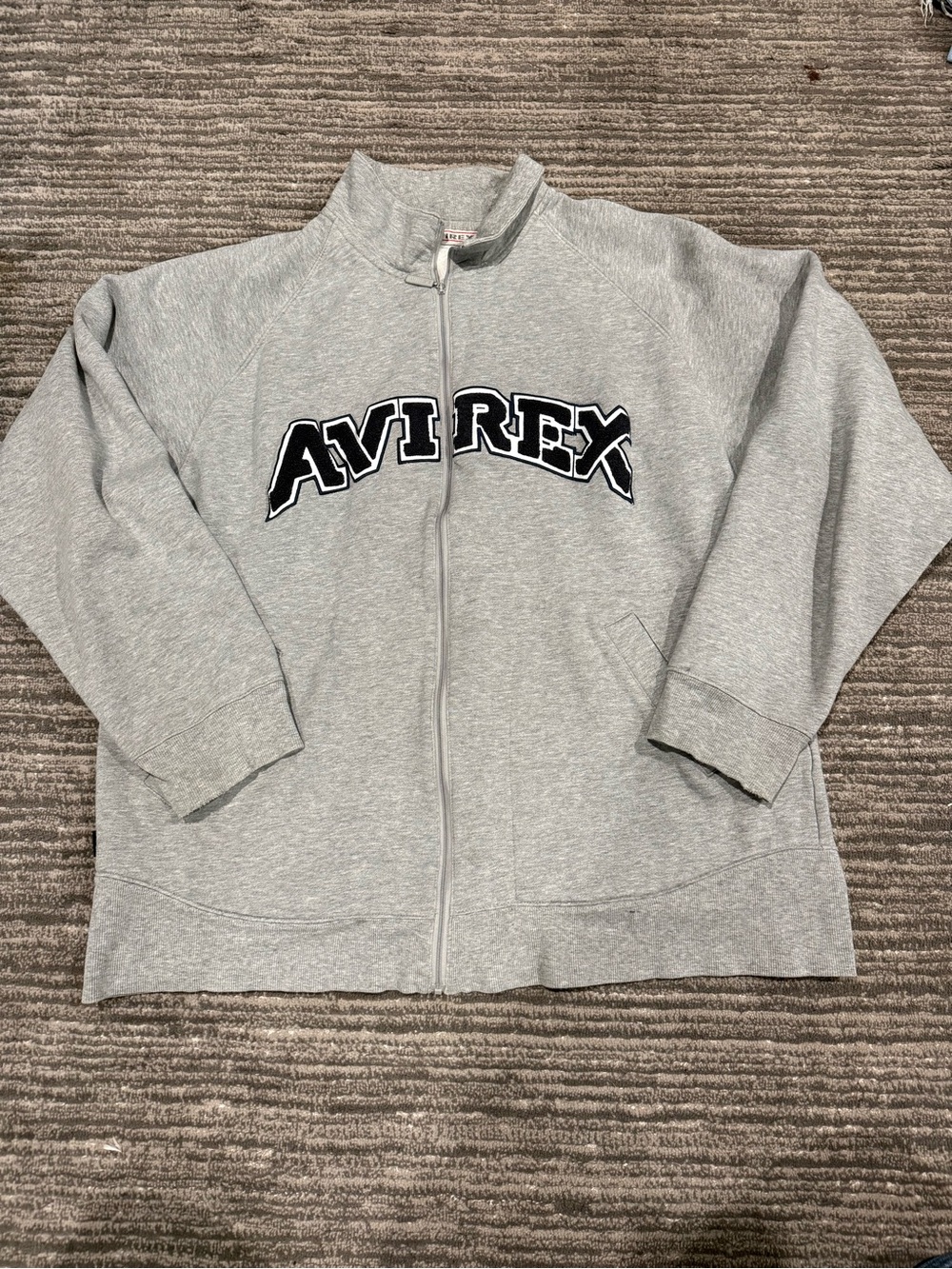 Avirex oversized/Mens Gray Full-Zip Logo Jacket